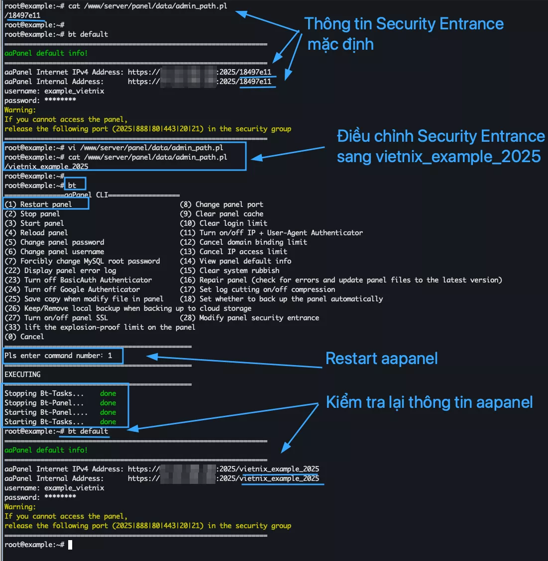 Hướng dẫn đổi thông tin quản trị aaPanel chi tiết 44 Cách đổi Security Entrance