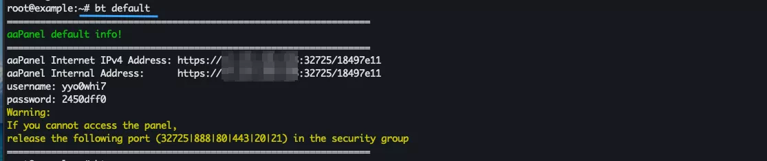 Hướng dẫn đổi thông tin quản trị aaPanel chi tiết 30 Xem lại thông tin mặc định aaPanel bằng lệnh