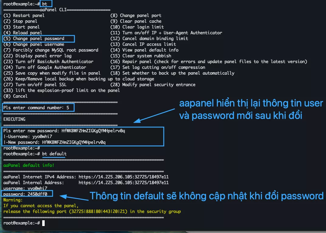 Hướng dẫn đổi thông tin quản trị aaPanel chi tiết 33 Đổi mật khẩu aaPanel