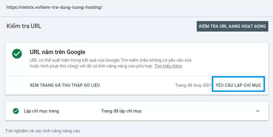 Hướng dẫn chi tiết khắc phục lỗi DNS Resolution trên Google Search Console 15 Chọn Request indexing