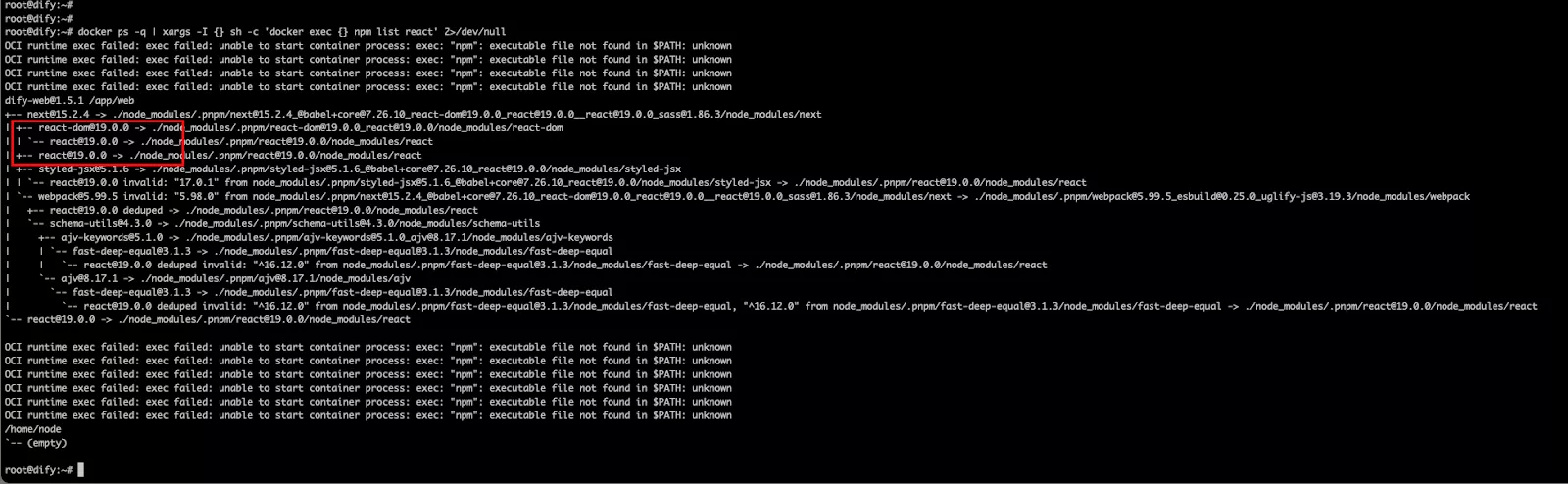 Hướng dẫn xác định dấu hiệu và kiểm tra lỗ hổng bảo mật REACT2SHELL (CVE-2025-55182) trên máy chủ 14 Trường hợp dùng Docker với Node/ReactJS