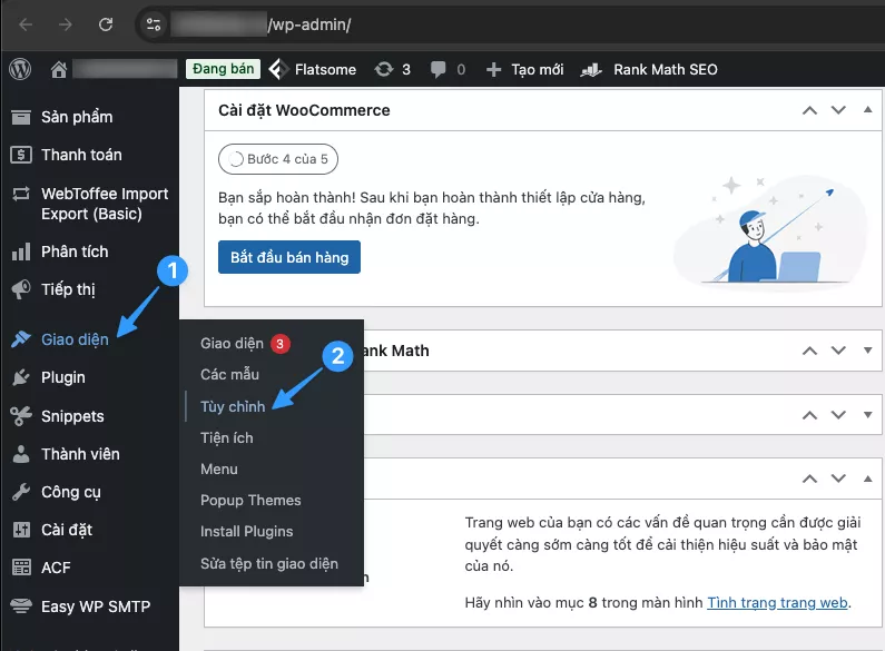 Hướng dẫn sửa lỗi font trên Flatsome chi tiết 20 Truy cập trình tùy biến Flatsome