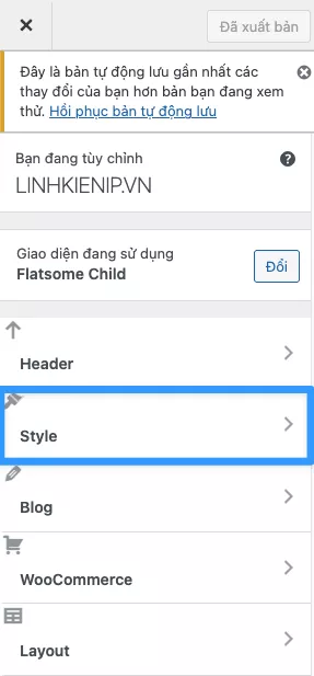 Hướng dẫn sửa lỗi font trên Flatsome chi tiết 22 Nhấp chọn Style