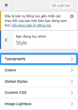 Hướng dẫn sửa lỗi font trên Flatsome chi tiết 23 Chọn mục Typography
