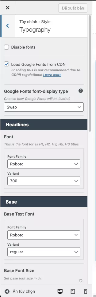 Hướng dẫn sửa lỗi font trên Flatsome chi tiết 24 Danh sách chi tiết tùy chọn về kiểu chữ