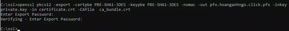 Hướng dẫn tạo file PFX từ chứng chỉ SSL chi tiết 16 Chạy lệnh tạo file PFX