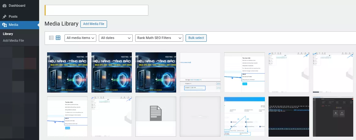 Các media được upload trong WordPress 