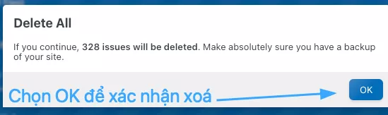Chọn OK để xác nhận xóa 