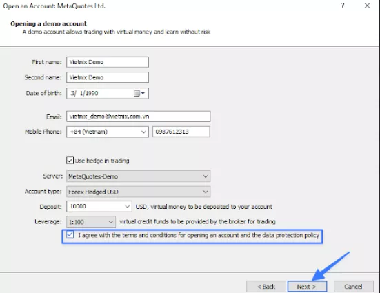 MT4 là gì? Hướng dẫn cài đặt MT4 trên máy tính cho người mới 26 Điền đầy đủ và chính xác các thông tin cơ bản