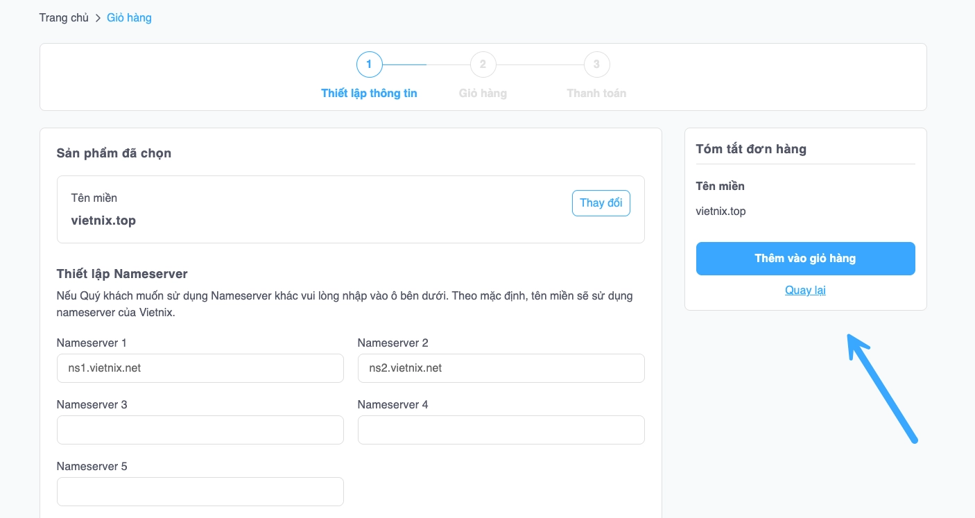 Nhấn Thêm vào giỏ hàng