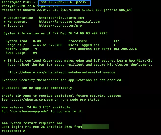 Hướng dẫn cách đổi Port SSH Ubuntu an toàn và chi tiết 27 Kiểm tra đăng nhập bằng port mới