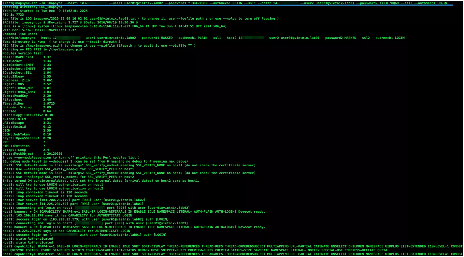 Chạy lệnh đồng bộ Email