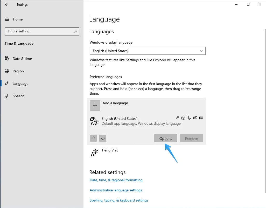 Cài đặt để nhập liệu bằng nhiều ngôn ngữ 