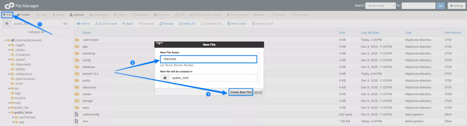 Tạo file .htaccess 