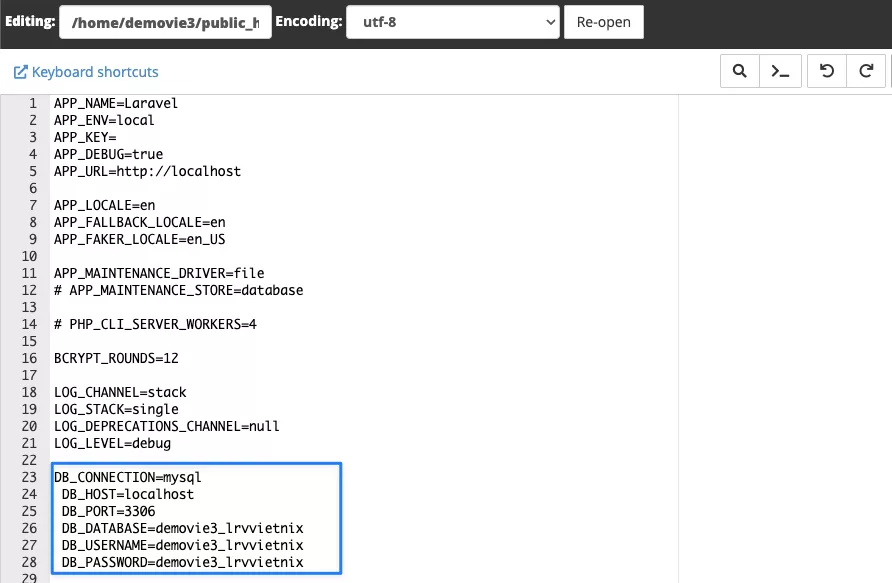 Cấu hình file .env 