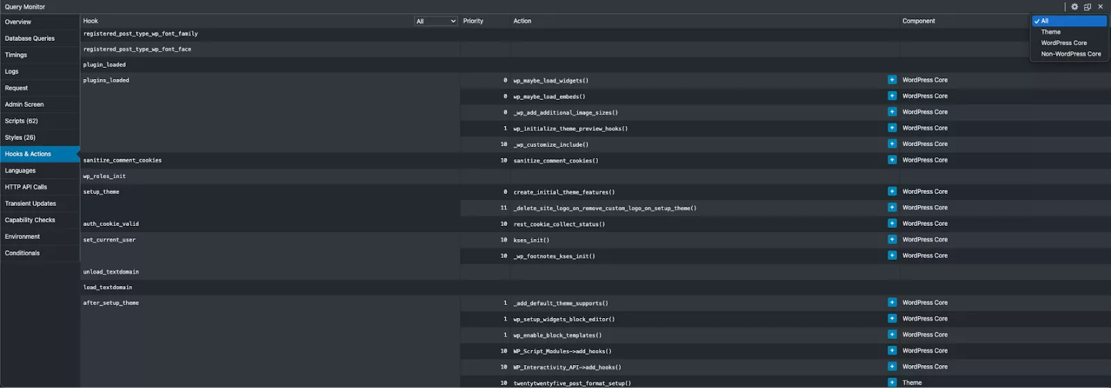 Kiểm tra Hooks & Actions 