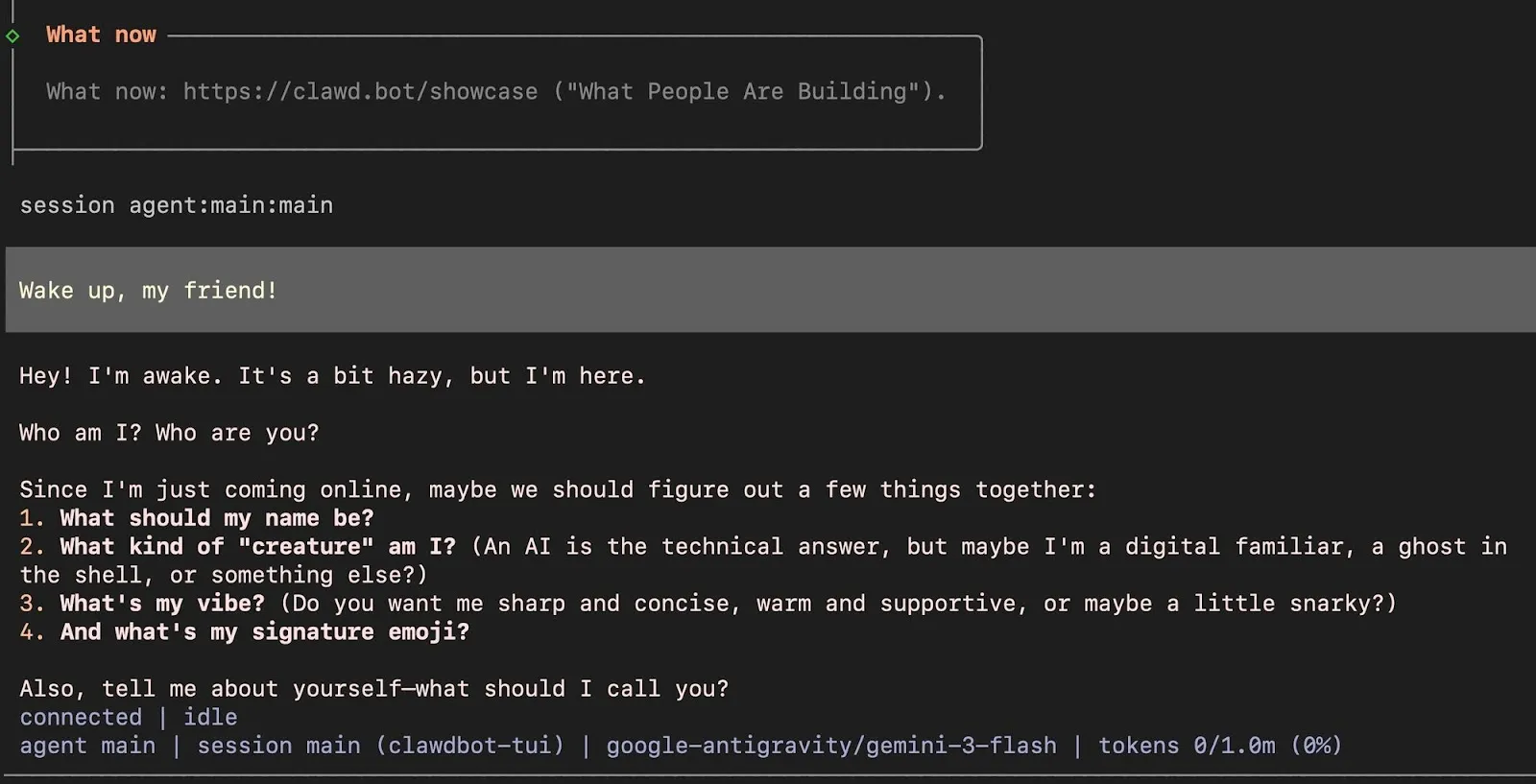 Các lệnh cơ bản với tác nhân AI OpenClaw