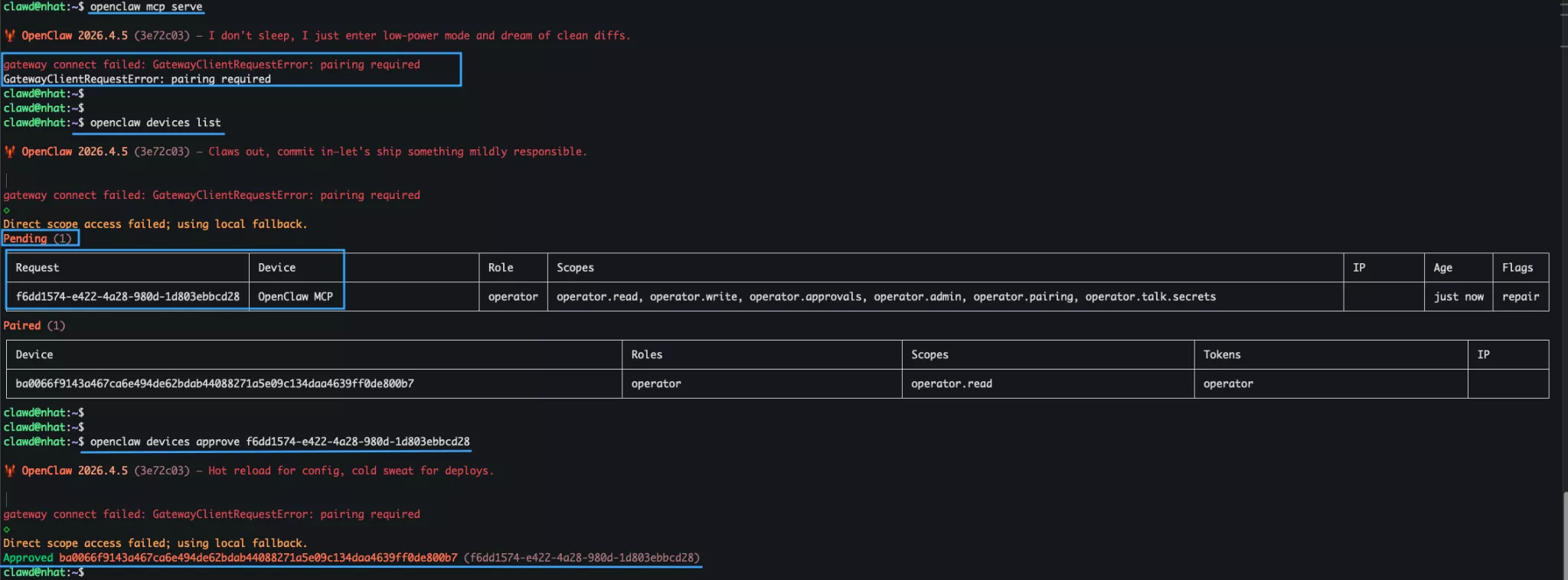 Khởi tạo kết nối MCP với OpenClaw 