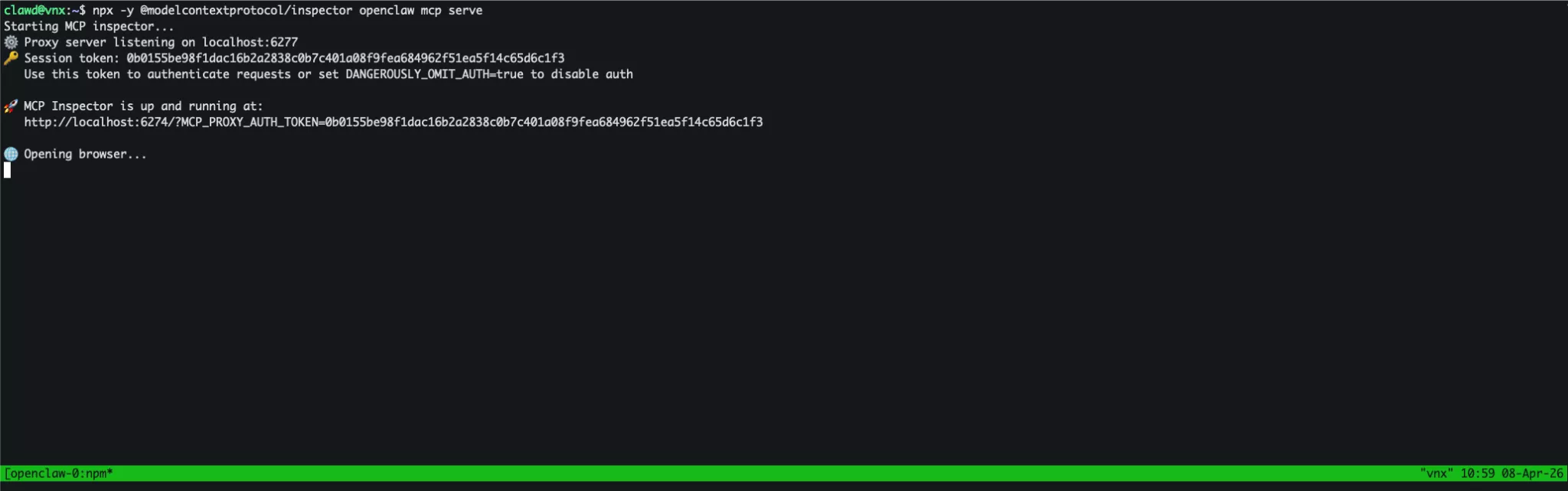 Chạy MCP Inspector thông qua tmux 