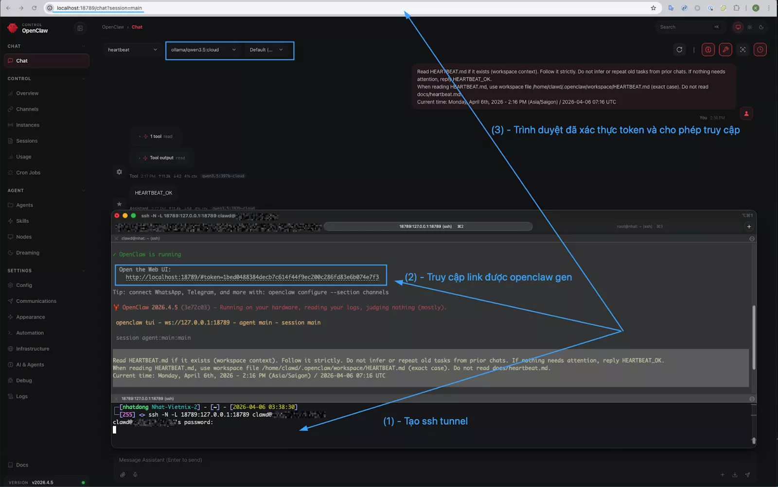 Mở trình duyệt và truy cập link localhost 
