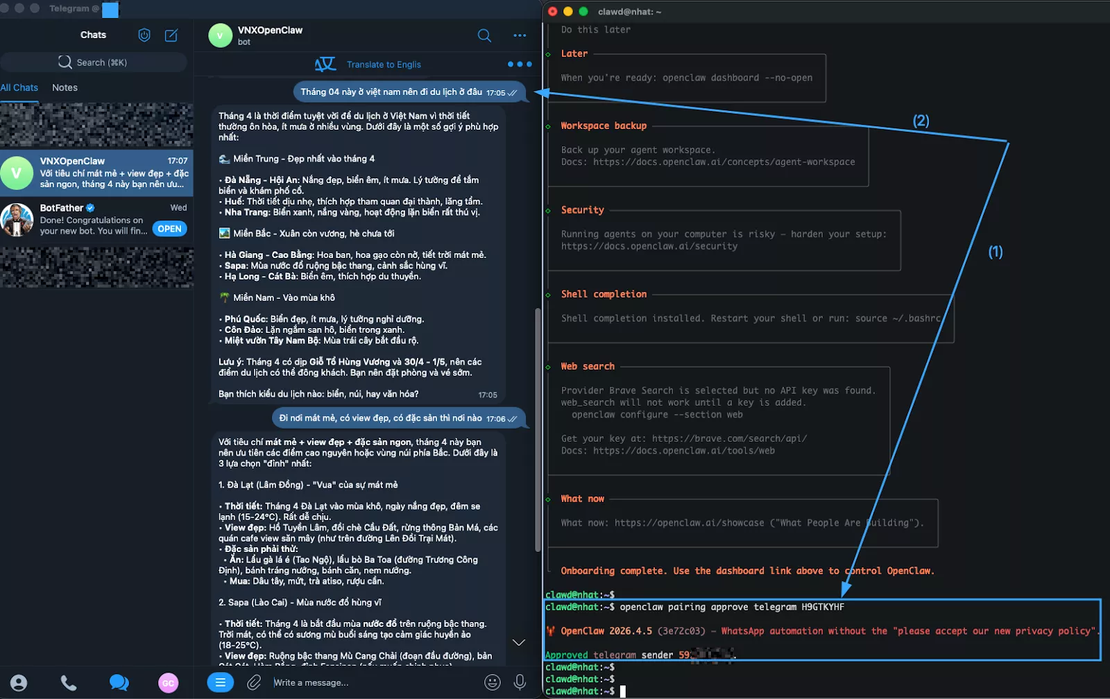 Cấp quyền cho Telegram Bot 