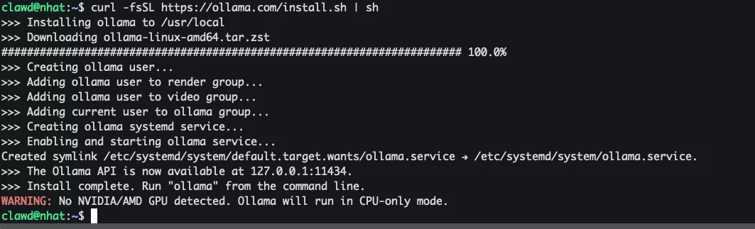 Cài đặt hoặc cập nhật Ollama 