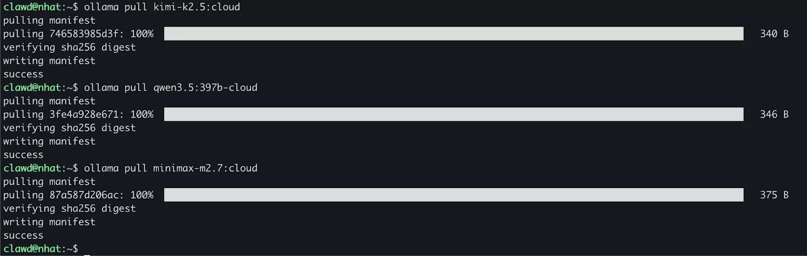 Tải model Ollama Cloud 