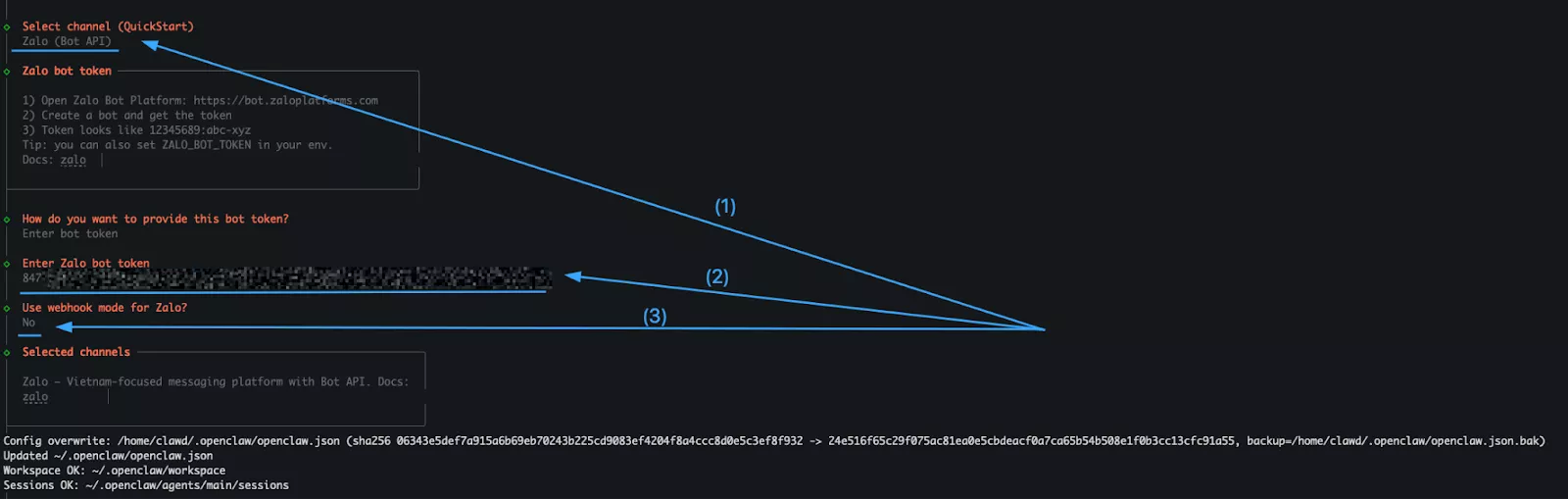 Hướng dẫn tạo Chatbot AI Zalo miễn phí với OpenClaw và Ollama (Kimi 2.5) 34 Kết nối kênh Zalo Bot