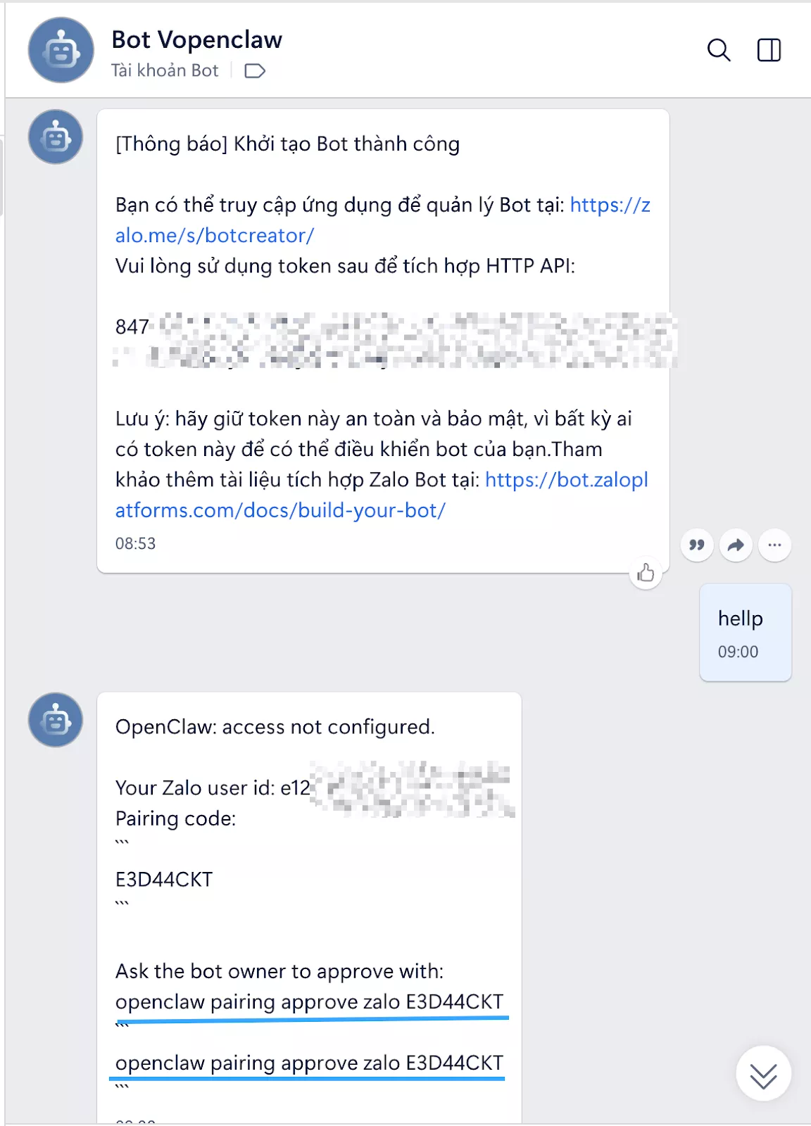 Hướng dẫn tạo Chatbot AI Zalo miễn phí với OpenClaw và Ollama (Kimi 2.5) 37 Gửi tin nhắn bất kỳ cho bot