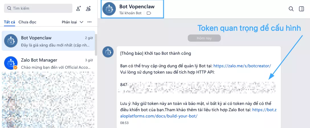 Hướng dẫn tạo Chatbot AI Zalo miễn phí với OpenClaw và Ollama (Kimi 2.5) 27 Lấy Bot Token