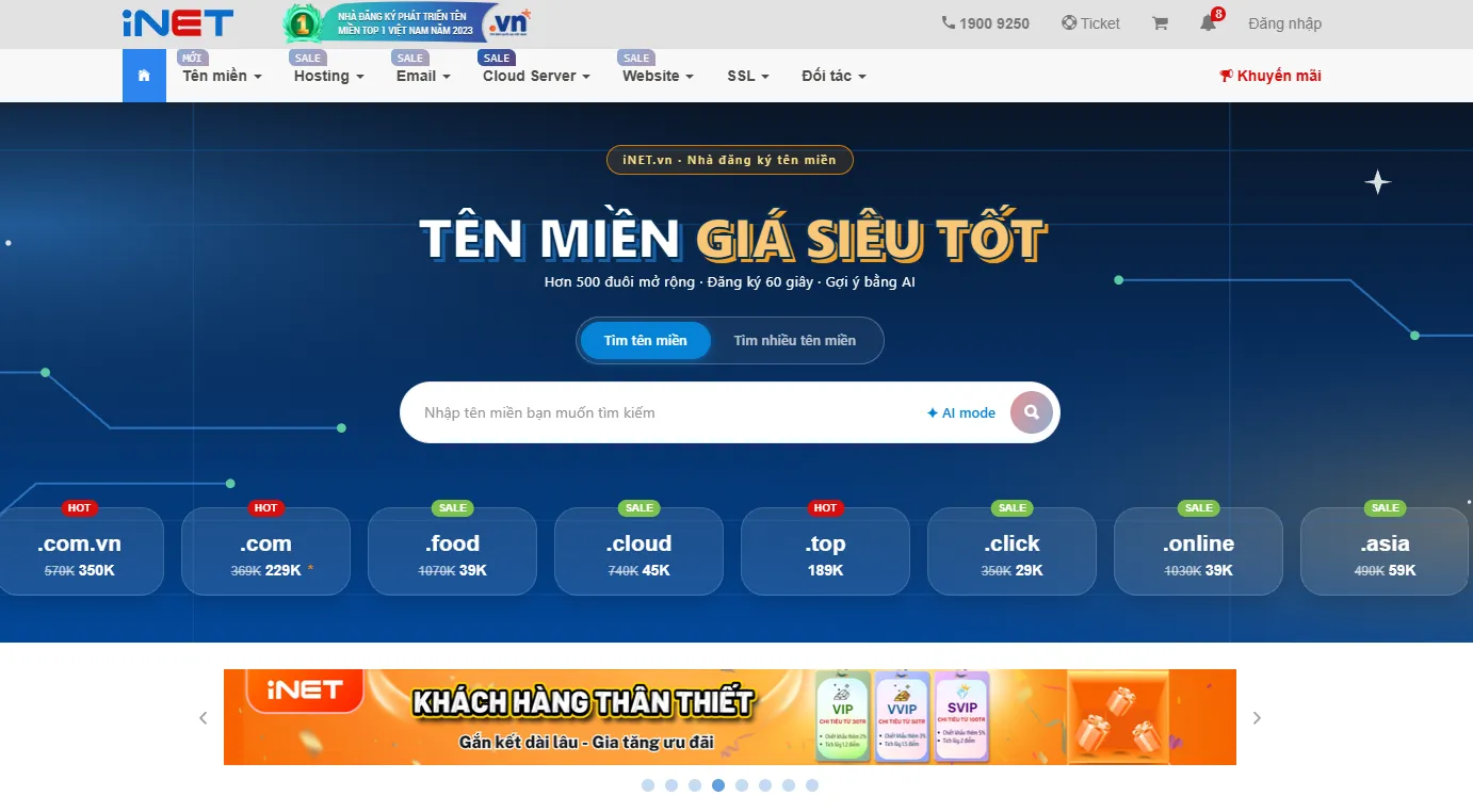 iNET - Thân thiện người dùng và tích hợp tên miền tối ưu