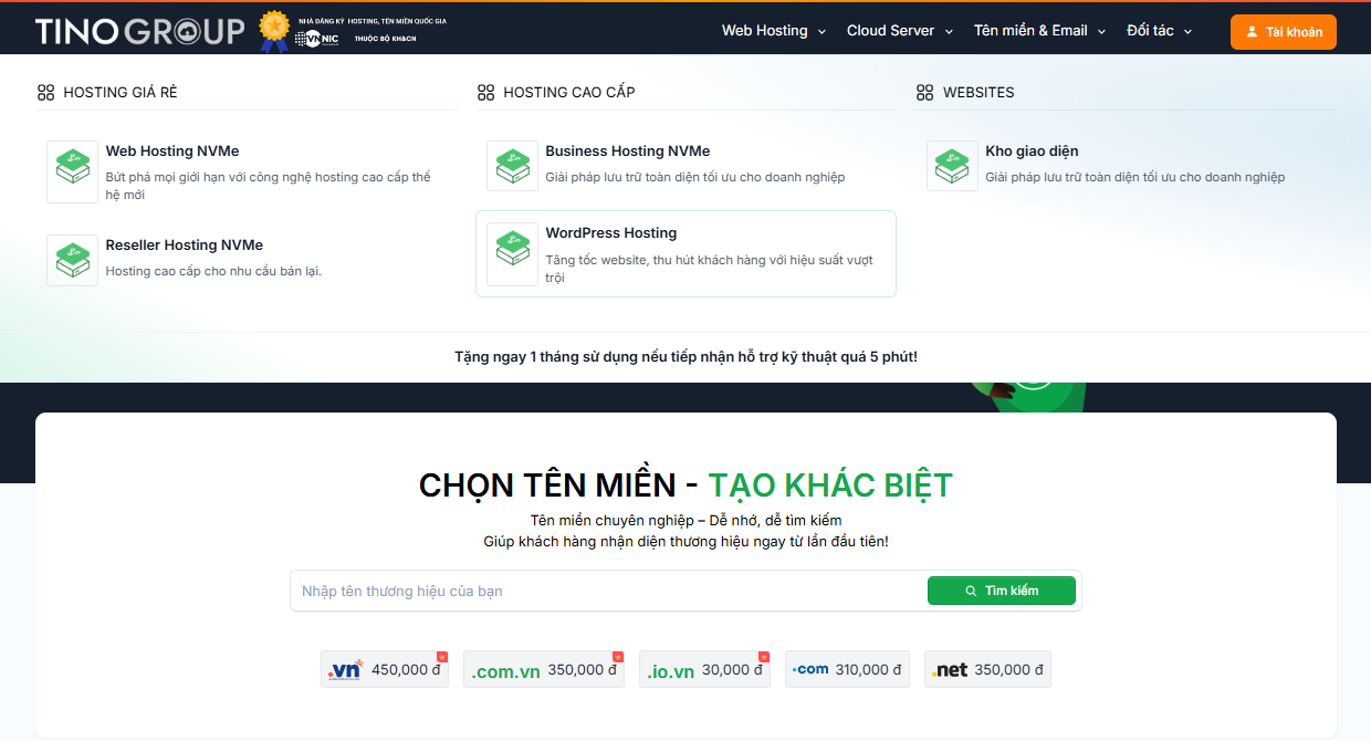 Dịch vụ hosting TinoHost