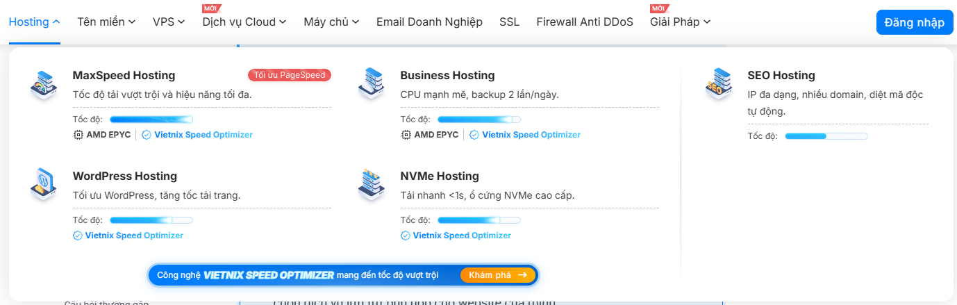 Vietnix cung cấp hosting tốt và chất lượng cao