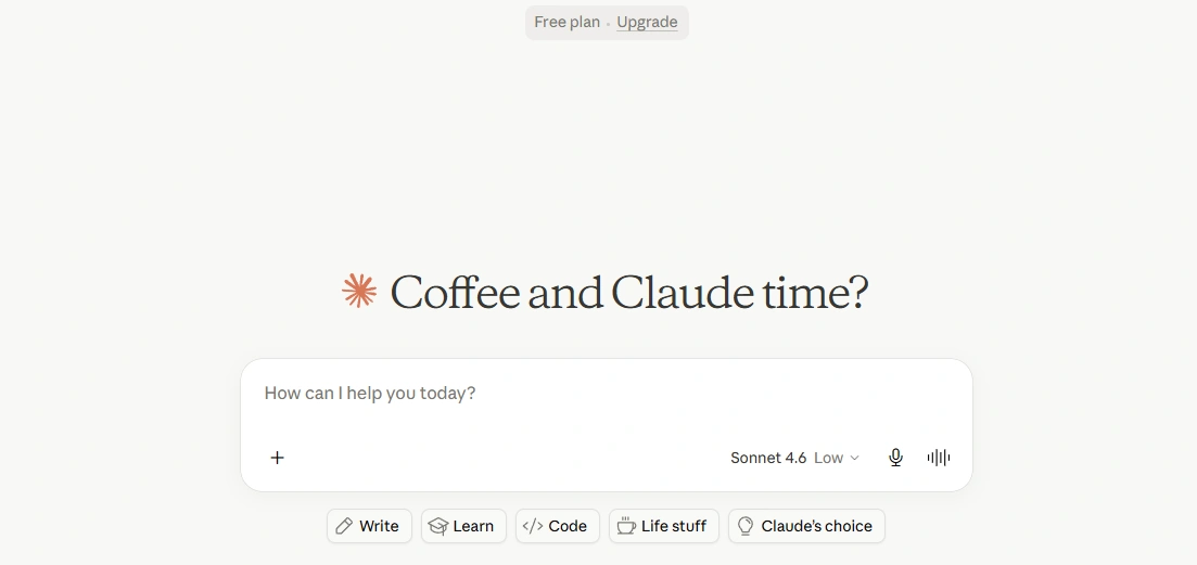 Giao diện chat của Claude AI