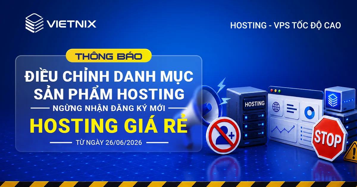 Thông báo điều chỉnh danh mục sản phẩm Hosting