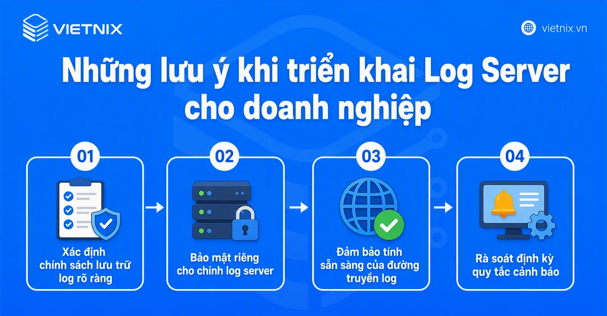 Log Server là gì? Vai trò và cách quản lý log tập trung hiệu quả cho doanh nghiệp 41 Những lưu ý khi triển khai Log Server cho doanh nghiệp